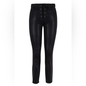 L’agence Ladies Cherie Black Coated Lace-Up Skinny Jean